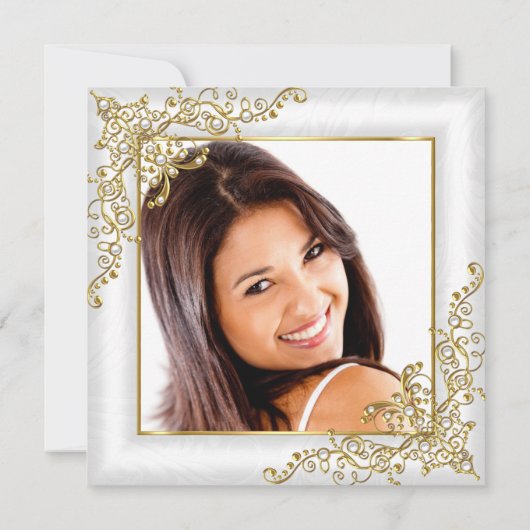 キンセアニェラ15th金ゴールドホワイトパールティアラ写真 招待状 (裏面)