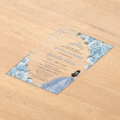 キンセアニェラ16ベビーブルーフローラプリンセスシルバー アクリル招待状 (レイダウン)