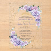 キンセアニェラ16 15紫薄紫フローラモダン金ゴールド アクリル招待状 (正面)