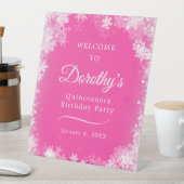 キンセアニェラ6パーティースノーフレークピンクウェルカム 台座サイン (インサイチュ)