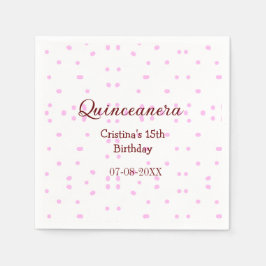 キンセアニェラ・アノス15th birthday add name pink dots スタンダードカクテルナプキン