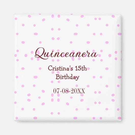 キンセアニェラ・アノス15th birthday add name pink dots マグネット (正面)