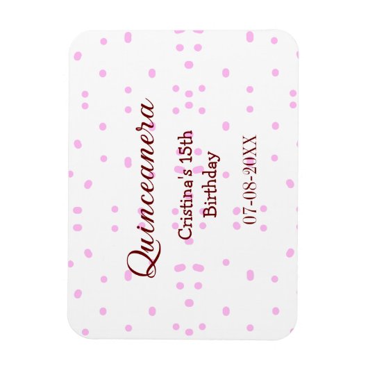 キンセアニェラ・アノス15th birthday add name pink dots マグネット (縦)