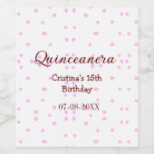 キンセアニェラ・アノス15th birthday add name pink dots ワインラベル (シングルラベル)