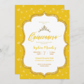キンセアニェラ – イエローと金ゴールドハート招待状 招待状 (正面/裏面)