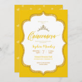 キンセアニェラ – イエローと金ゴールドハート招待状 招待状 (正面/裏面)
