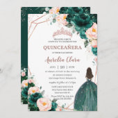 キンセアニェラ エメラルドグリーン ブラッシュ フローラル ローズゴールド 招待状 (正面/裏面)