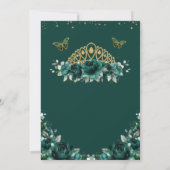 キンセアニェラ エメラルドグリーン 花冠 スペイン語 招待状 (裏面)