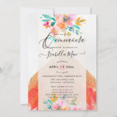 キンセアニェラ オレンジ スパークル ドレス 水彩 花 招待状 (裏面)