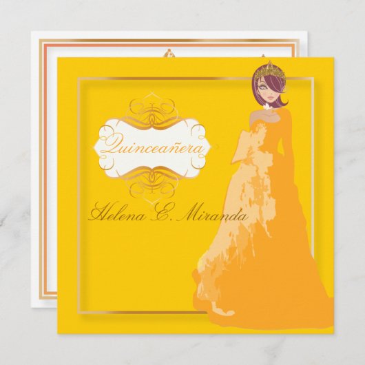 キンセアニェラ/クリンセアニョスのプリンセス/フェイク金ゴールド 招待状 (正面/裏面)