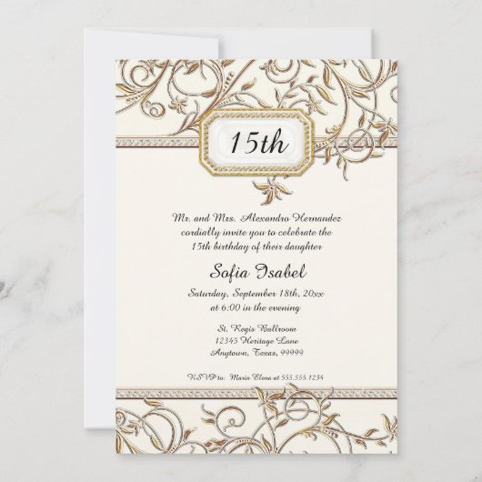 キンセアニェラ・グラム オールド・ハリウッド 私の15歳の誕生日 招待状 (裏面)