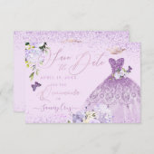 キンセアニェラ・セーブ・ザ・デート・ダスティー・パープル・ガウン 招待状 (正面/裏面)