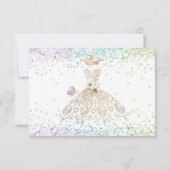 キンセアニェラ・セーブ・ザ・デート・ホワイト・金ゴールド・ドレス・インビタット 招待状 (裏面)