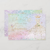 キンセアニェラ・セーブ・ザ・デート・ホワイト・金ゴールド・ドレス 招待状 (正面/裏面)