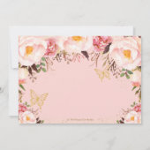 キンセアニェラ ソフト ブラッシュ フローラル ゴールド ティアラ バタフライ 招待状 (裏面)