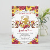 キンセアニェラ チャロ ひまわり 赤いバラ 馬蹄 招待状 (スタンド正面)