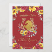 キンセアニェラ チャロ ひまわり 赤いバラ 馬蹄 招待状 (裏面)