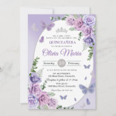 キンセアニェラ パープル ライラック フラワーティアラ 蝴蝶 招待状 (正面)