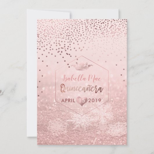 キンセアニェラ/フェイクバラ金ゴールド紙吹雪+雪《写真》ぼけ味 招待状 (正面)