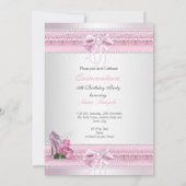 キンセアニェラ　プリティ　ピンク　ホワイト　ローズ　ハイヒール　２ 招待状 (裏面)