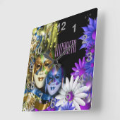 キンセアニェラ・ベニスの仮面をパーソナライズ スクエア壁時計 (傾斜)