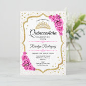 キンセアニェラ – ホワイト金ゴールドピンクローズ 招待状 (スタンド正面)