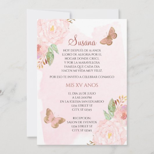 キンセアニェラ・マリポサス 招待状 (正面)