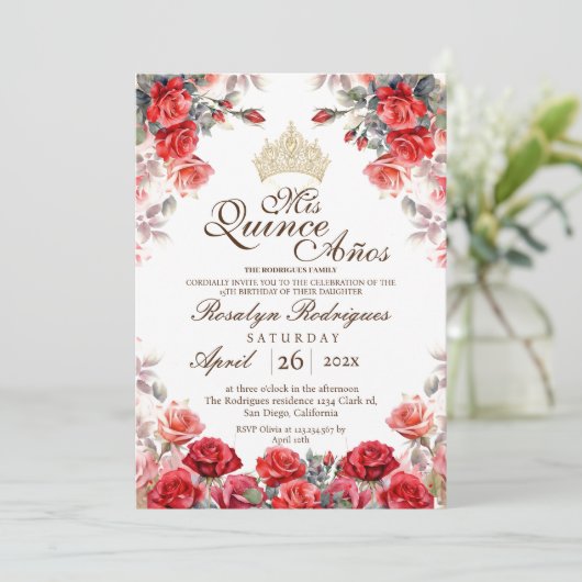 キンセアニェラ – レッドローズ金ゴールドティアラ招待状 招待状 (スタンド正面)