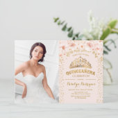 キンセアニェラ(写真付き) -金ゴールド赤面ピンク 招待状 (スタンド正面)