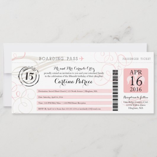 キンセアニェラ | 搭乗券 招待状 (正面)