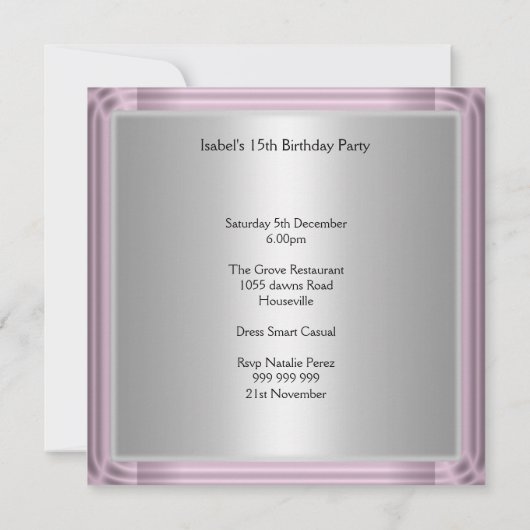 キンセアニェラ、甘い、15、招待状の日付を保存 招待状 (裏面)