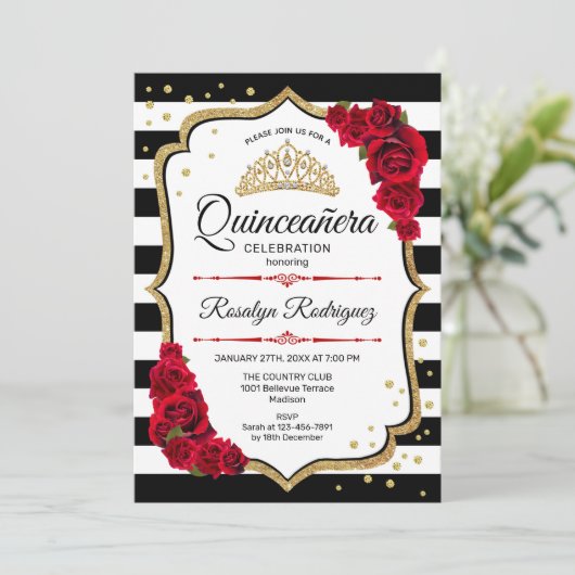 キンセアニェラ – 白い黒の赤い金ゴールド 招待状 (スタンド正面)