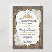 キンセアニェラ-素朴ウッドホワイトローズ 招待状 (正面)