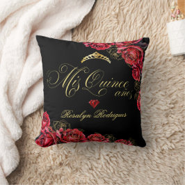 キンセアニェラ – 黒い赤い金ゴールド装飾記号 クッション