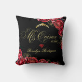 キンセアニェラ – 黒い赤い金ゴールド装飾記号 クッション (正面)