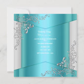 キンセアニェラ 15歳 ティールブルー シルバー 王冠 招待状 (裏面)