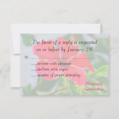 キンセアニェラRSVPのかわいらしいピンクの花 出欠カード (裏面)