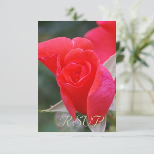 キンセアニェラRSVPの赤いバラ 出欠カード (スタンド正面)