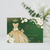 キンセアニェラRSVPエメラルドグリーン金ゴールドグリッターガウン 招待状 (スタンド正面)