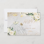 キンセアニェラRSVPシルバーグリッターガウン招待状 招待状 (正面)