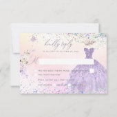 キンセアニェラRSVPダスティパープルグリッターガウン 招待状 (裏面)