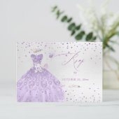 キンセアニェラRSVPダスティパープルグリッターガウン 招待状 (スタンド正面)