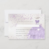 キンセアニェラRSVPダスティパープルグリッターガウン 招待状 (裏面)