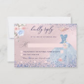 キンセアニェラRSVPダスティーブルーグリッターガウン 招待状 (裏面)