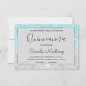 キンセアニェラRSVPティール（緑がかった色）ブルーガーリーグリッタースパークル 招待状 (正面)