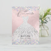 キンセアニエラ ホワイト ゴールド ダスト グリッター ドレス 招待状 (スタンド正面)