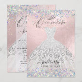 キンセアニエラ ホワイト ゴールド ダスト グリッター ドレス 招待状 (正面/裏面)