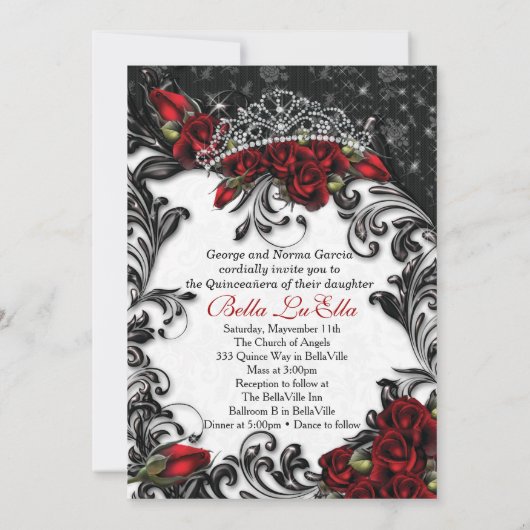 キンセアニラとスウィート16パーティの招待状 招待状 (裏面)