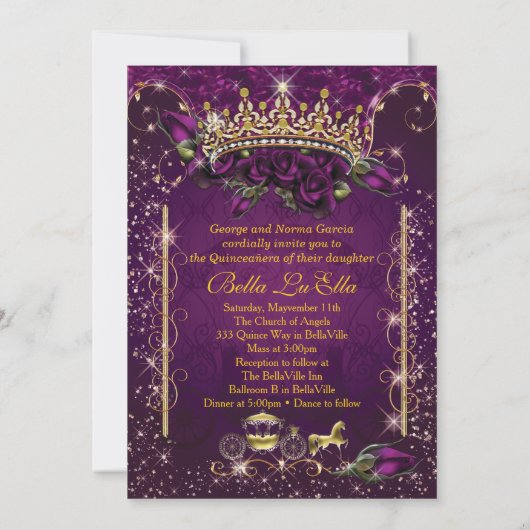 キンセアニラとスウィート16パーティの招待状 招待状 (裏面)