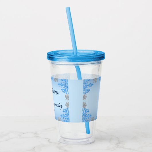 キンセアニラアイスブルーシルバーウィンタースノーフレーク アクリルタンブラー (左)